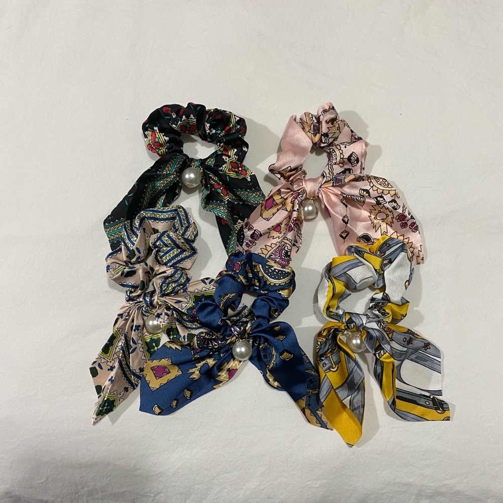 Set of Five Colorful Scrunchies - NEW